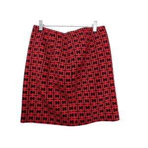 Vintage Harolds Womens Mini Skirt Sz 12 Red/Black Wool Logo Designer Vibes Mod
